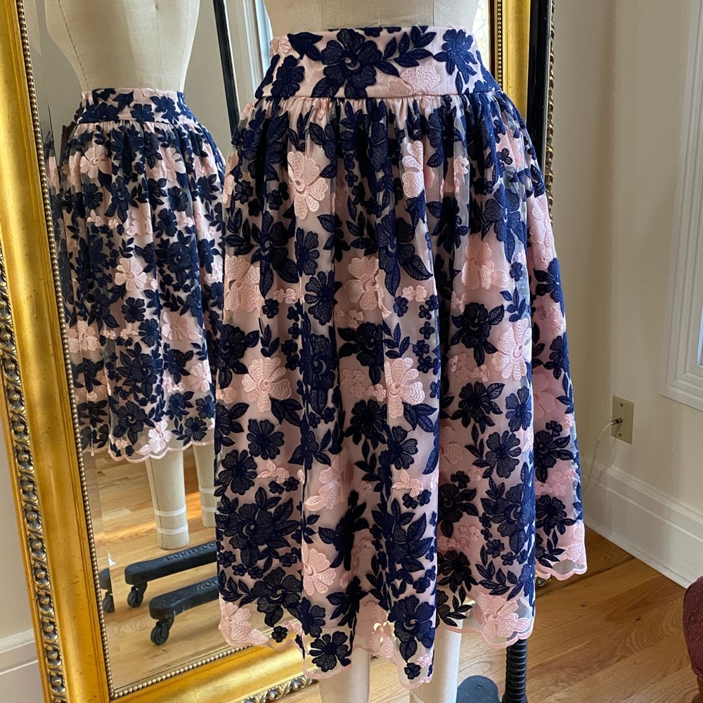 Eliza J Embroidered Midi Skirt